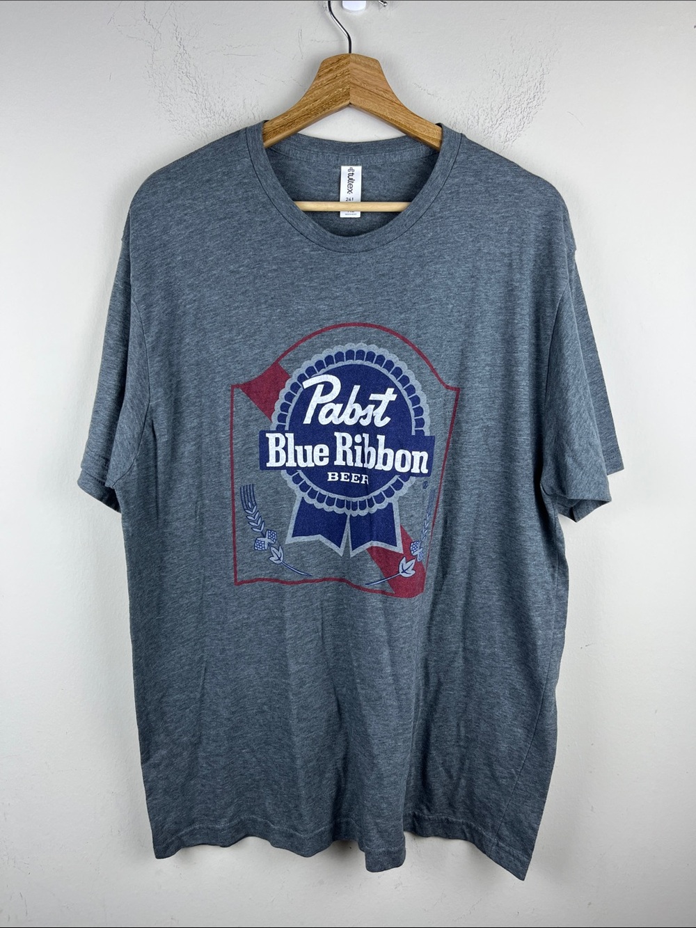 Pabst Blue Ribbon PBR Graphic T-Shirt Men's XL Heather Gray Tultex Beer Tee